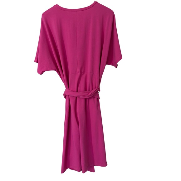 ELOQUII Pink Knot Front Tie Waist Dress Plus Size 18 Cotton Stretch - Picture 3 of 6